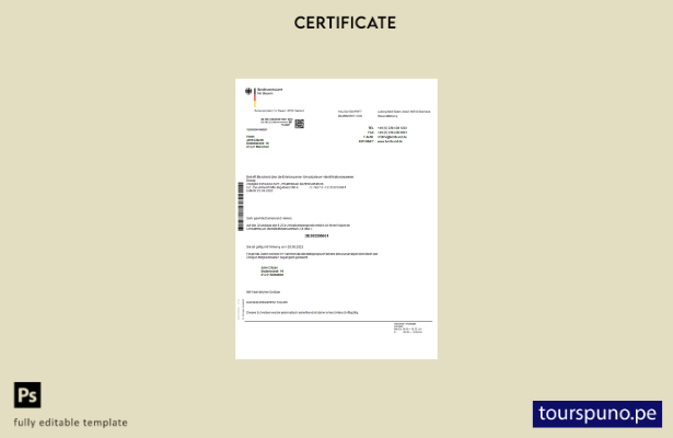 listo para imprimir Alemania Bundeszentralamt für Steuem certificado Plantilla W